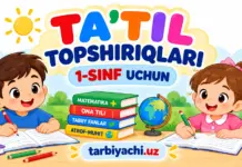 TA’TIL TOPSHIRIQLARI 1-SINF UCHUN